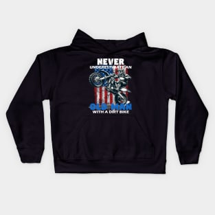 Never Underestimate an Old Man with a Dirt Bike Kids Hoodie